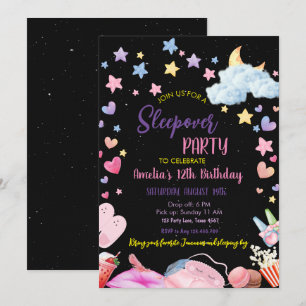 Girl Sleepover Party Tonåring barn Slumber Birthda Inbjudningar