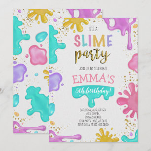 Girl Slime Födelsedagsfest Inbjudningar