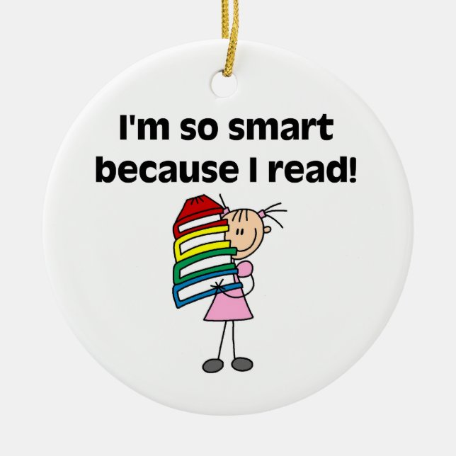 Girl Smart för att jag läser Julgransprydnad Keramik (Framsidan)