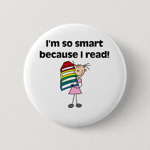 Girl Smart för att jag läser Knapp