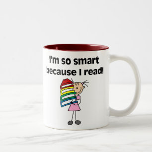 Girl Smart för att jag läser Två-Tonad Mugg