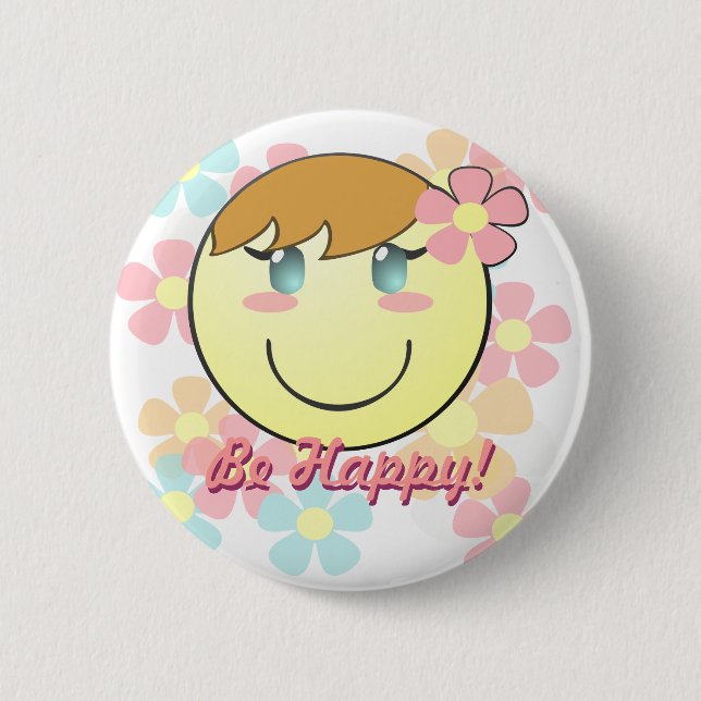 Girl Smiley Button Knapp (Framsida)