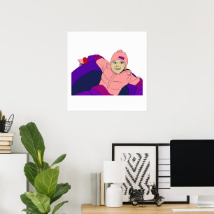 Girl Snö Tubing Poster