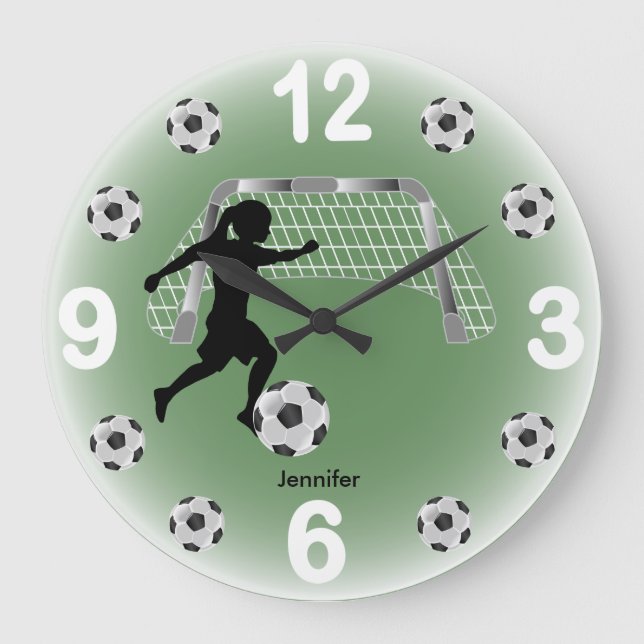 Girl Soccer Ball Player Stor Klocka (Framsida)