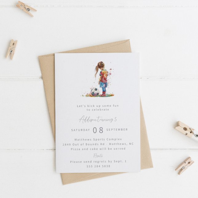 Girl Soccer Födelsedagsfest inbjudan (Skapare uppladdad)