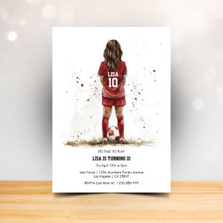 Girl Soccer Football Birthday Invitation Inbjudningar