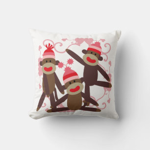 Girl Sock monkey Pillow Kudde