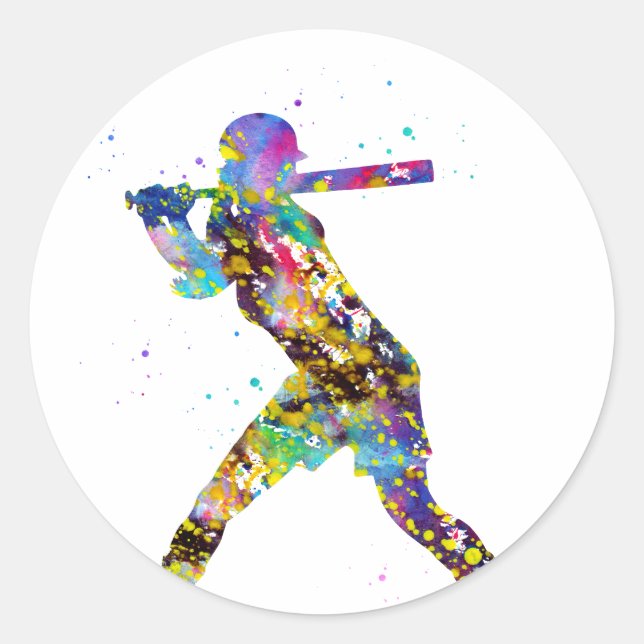 Girl Softball Player Runt Klistermärke (Framsida)