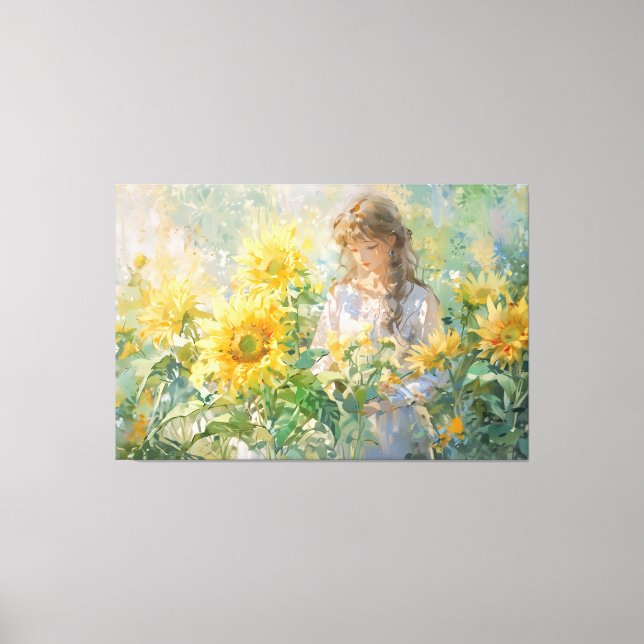 *~* Girl Sol Flowers TV2 Stretched Kanvastryck (Framsida)