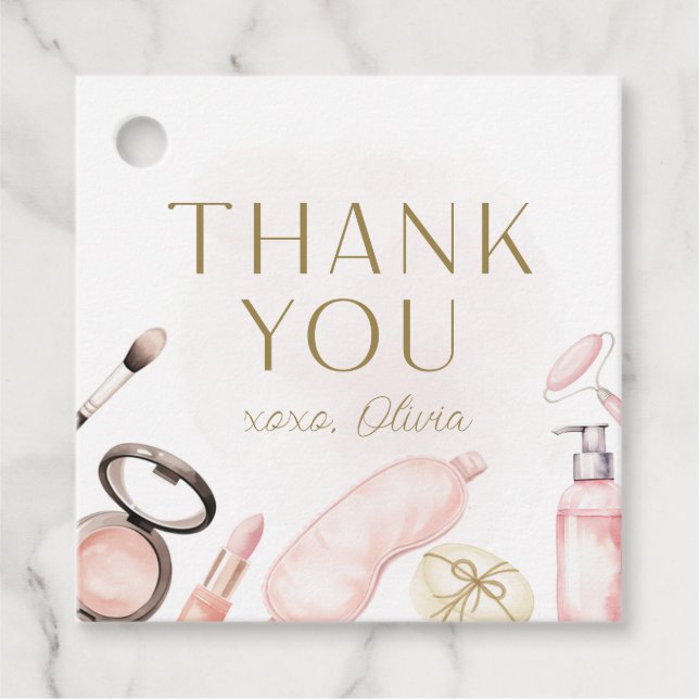 Girl Spa Party Tack Märkre Gåvor Etiketter (Framsida)