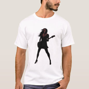 Girl Spela Guitar T-Shirt Rock N Roll Party