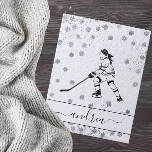 Girl Spela Ice Hockey Team Player Girly Namn Pussel