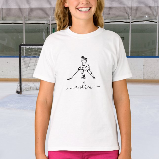 Girl Spela Ice Hockey Team Player Girly Namn T Shirt (Skapare uppladdad)
