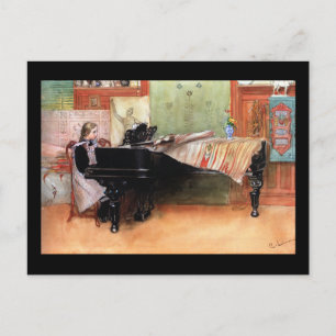 Girl Spela Piano Vykort