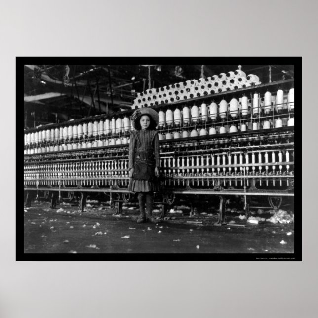 Girl Spinner in a Cotton Mill in Roanoke, VA 1911 Poster (Framsidan)