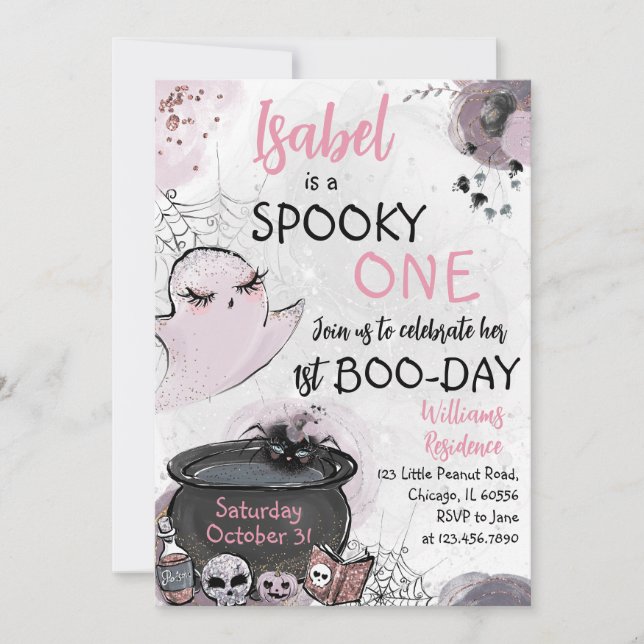 Girl Spooky One Halloween Birthday Inbjudningar (Framsida)