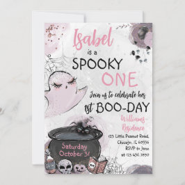 Girl Spooky One Halloween Birthday Inbjudningar