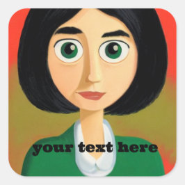 Girl Square Sticker Fyrkantigt Klistermärke