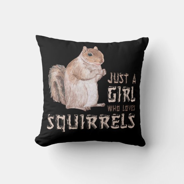 Girl Squirrel Älskare Kudde (Framsida)