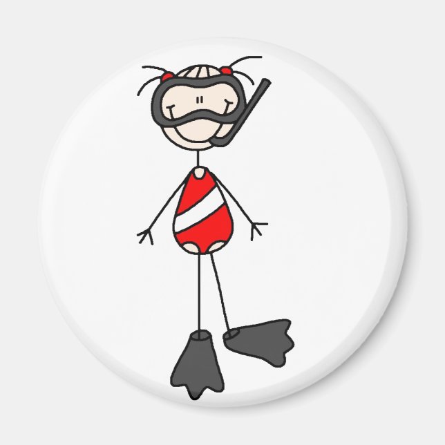 Girl Stick figur Snorkeling Magnet (Framsidan)