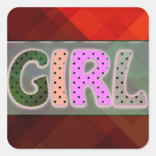 Girl Sticker Fyrkantigt Klistermärke