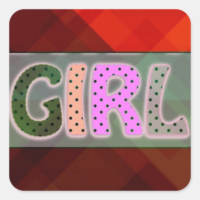 Girl Sticker Fyrkantigt Klistermärke (Framsida)