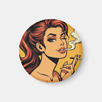 Girl Stoner | Comic book pop art | Smoking lovers Magnet