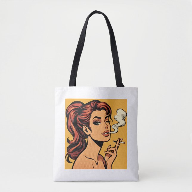 Girl Stoner | Comic book pop art | Smoking lovers Tygkasse (Framsida)