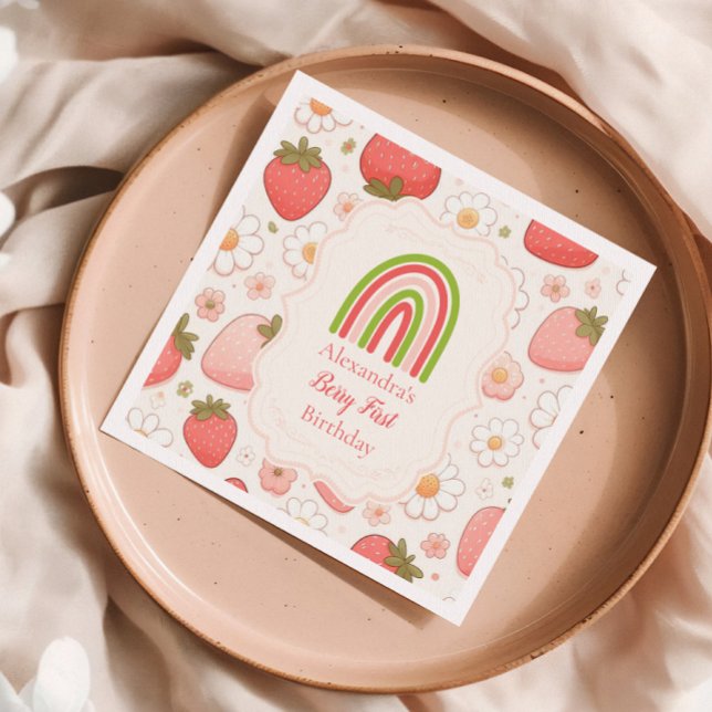 Girl Strawberry Berry First 1 Birthday Party Pappersservett (Skapare uppladdad)