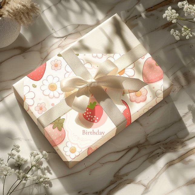 Girl Strawberry Berry First 1 Birthday Party Presentpapper (Skapare uppladdad)