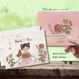 Girl & Strawberry 'Berry Sweet' Baby Shower Thank Tack Kort
