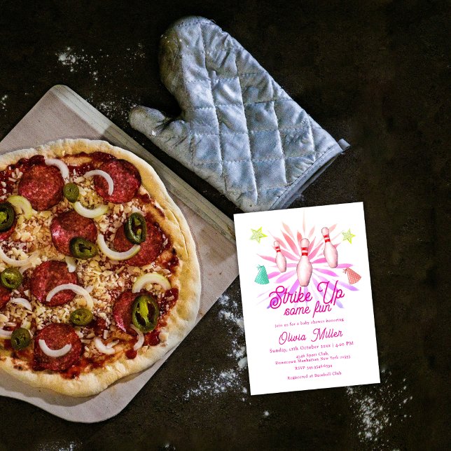 Girl Strike Up Some Fun Bowling Sport Baby Shower Inbjudningar (Girl Strike Up Some Fun Bowling Sport Baby Shower Invitation)