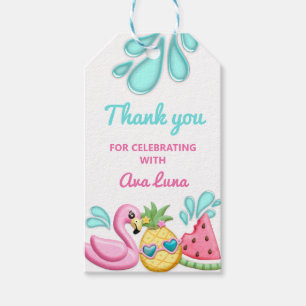 Girl Summer Beach Birthday Favor Presentetikett