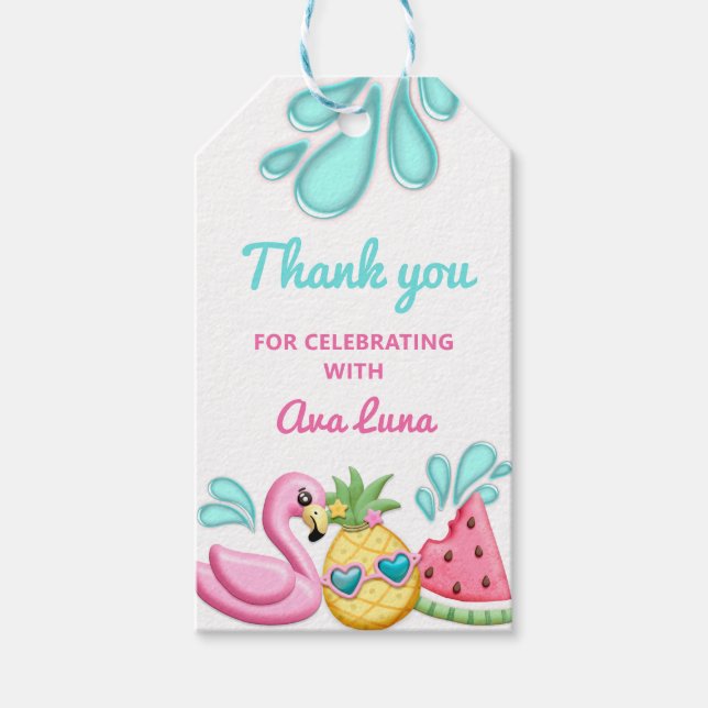 Girl Summer Beach Birthday Favor Presentetikett (Framsidan)