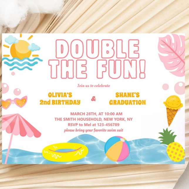 Girl Summer Syskon Birthday och Studenten Joint Inbjudningar (Skapare uppladdad)