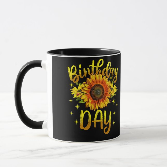 Girl Sunflower Birthday Party Family Matching Mugg (Vänster)