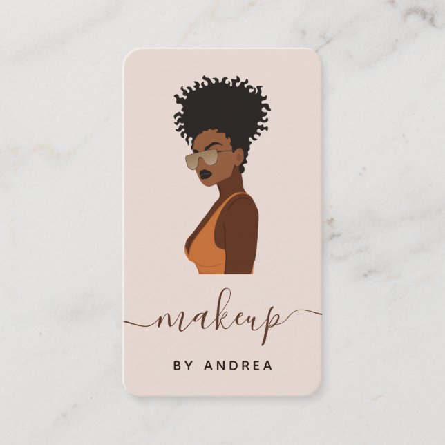 Girl Sunglasses Illustration Makeup Beauty Mode Visitkort (Framsida)