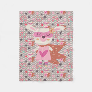 Girl Superhjälte Bunny Fleecefilt