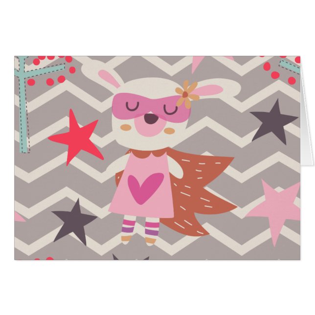 Girl Superhjälte Bunny Hälsningskort (Framsidan Horizontal)