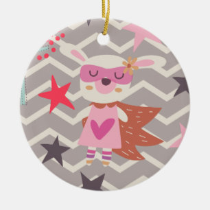 Girl Superhjälte Bunny Julgransprydnad Keramik