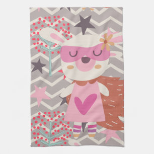Girl Superhjälte Bunny Kökshandduk