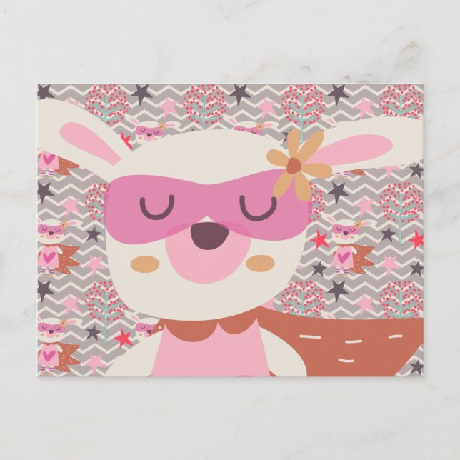 Girl Superhjälte Bunny Vykort (Framsida)