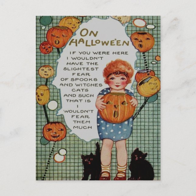 Girl & Svarta katter Vykort (Framsida)