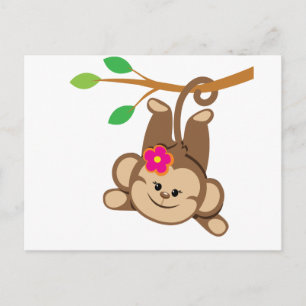 Girl Swinging Monkey Vykort