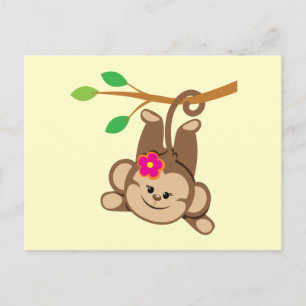 Girl Swinging Monkey Vykort
