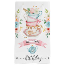 Girl Tea Party Birthday Small Gift Bag
