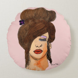 Girl teckning rund kudde