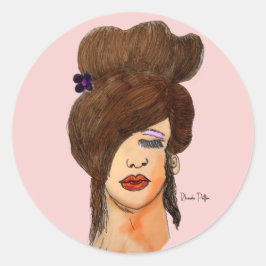 Girl teckning runt klistermärke