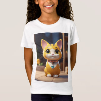 Girl Tee with Enchanting Cat Image"