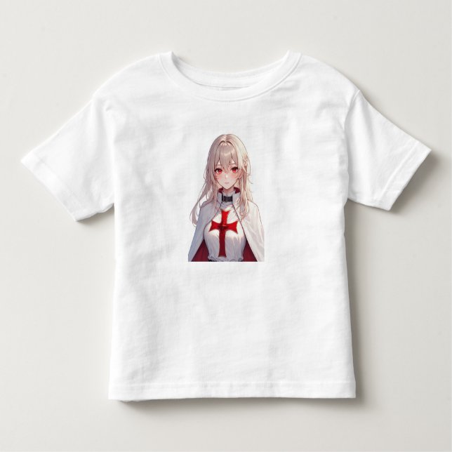 Girl Templar Knight Crusader Toddler Tee Shirt (Framsida)